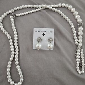 White House Black Market Pearl and Silver Necklace Set